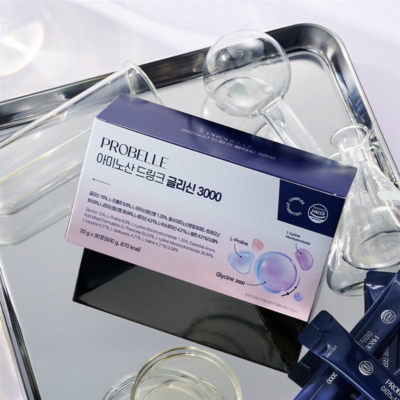 PROBELLE Glycine 3000 box and stick on a laboratory tray